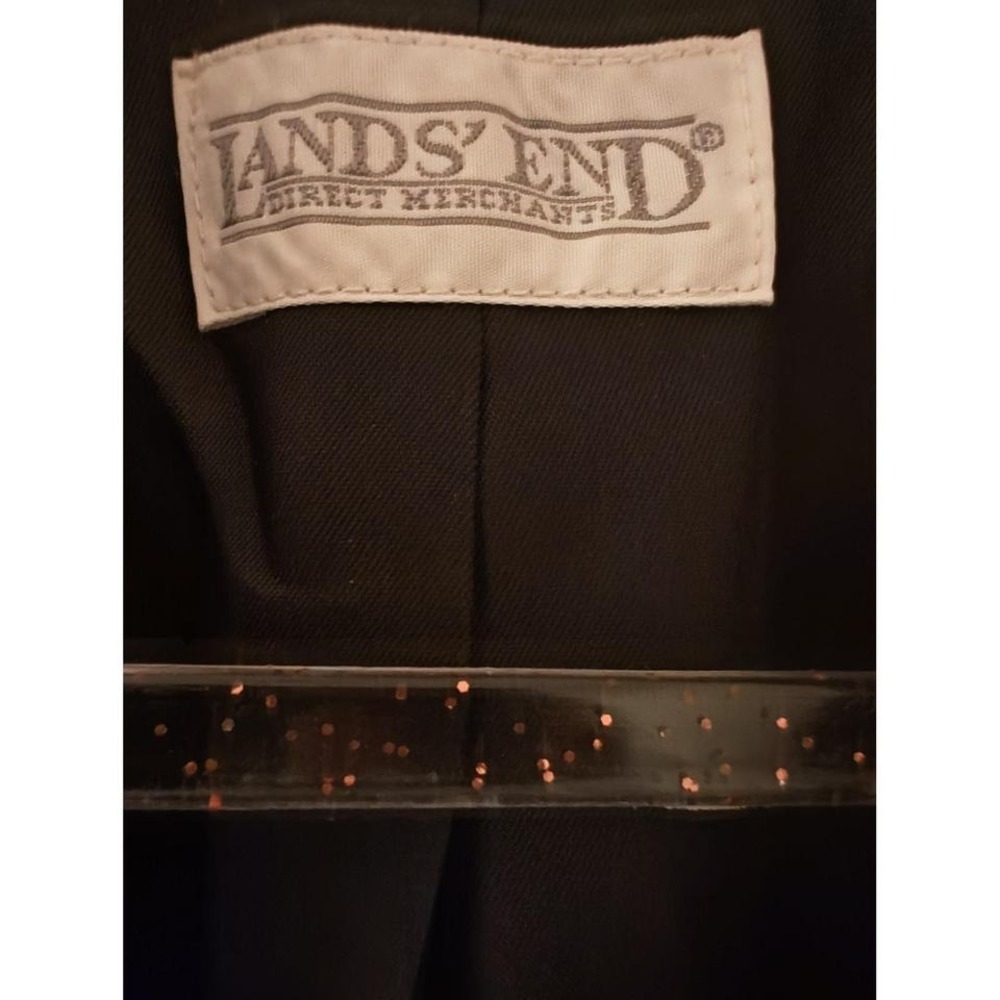 Blazer Black Lands End Vintage Linen Blend Two Button Jacket 16 - Picture 2 of 5